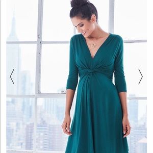Seraphine Dark Green Knot Front Maternity Dress